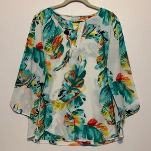 Van Heusen 3/4 Sleeve Tropical Print Blouse
